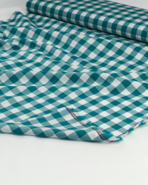 Yarn Dyed Cotton Fabric - 17mm Gingham Teal