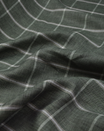 Yarn dyed Pure Linen Fabric - Windowpane Check Moss