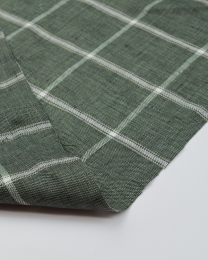 Yarn dyed Pure Linen Fabric - Windowpane Check Moss