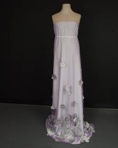 Flower Embellished Tulle Fabric - Lilac