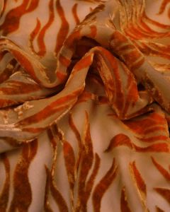 Silk Velvet Devore Fabric - Orange Flame