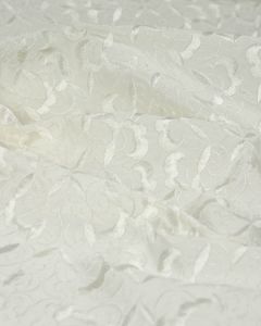Embroidered Silk Dupion Fabric - Scalloped Petals