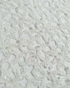 REMNANT Ivory Beaded Lace - 100cm x 46cm