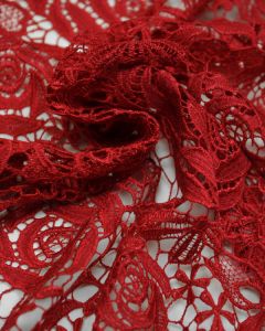 Polyester Guipure Lace Fabric - Red Rose