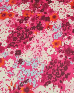 Cotton Sateen Fabric - Floral Bunches Pink