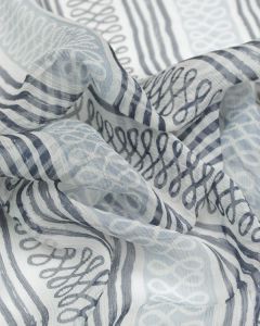 Plisse Silk Chiffon Fabric - Riviera Stripe