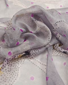 Plisse Silk Chiffon Fabric - Lilac Floral