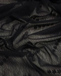 Fine Stretch Tulle - Tiny Daisies Black