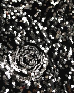 Black Velvet Fabric - Silver Sequins