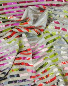 Viscose Blend Jersey Fabric - Floral Stripe