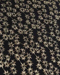 SALE Polyester Tulle Fabric - Gold Starburst Embroidery on Black