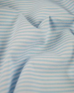 Cotton Blend Jersey Fabric - Fine Stripe Blue