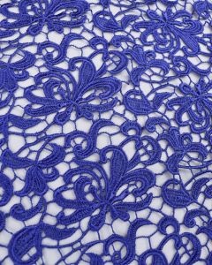 Polyester Guipure Lace Fabric - Royal Blue Floral