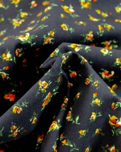 Cotton Needlecord Fabric - Ditsy Rosebud Navy