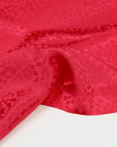 Silk Satin Jacquard Fabric - Red Cheetah