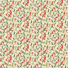 Christmas Patchwork Fabric - Classic Foliage - Decorative Scroll Ivory