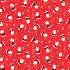 Christmas Patchwork Fabric - Santa Express - Scatter Santa Red