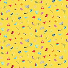 Patchwork Cotton Fabric - Pool Party - Holiday Scatter Yellow