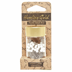 Hemline Gold - Plastic Head Pins - White