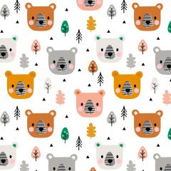 Patchwork Cotton Fabric - Acorn Wood - Bears