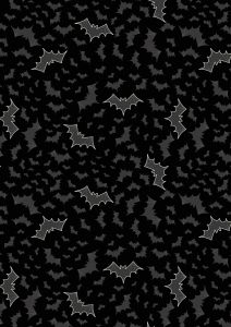 Patchwork Cotton Fabric - Castle Spooky - Bats on Black