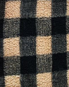 Buffalo Check Sherpa Fleece Fabric - Biscuit