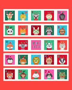 Christmas Advent Calender Panel - Merry Menagerie