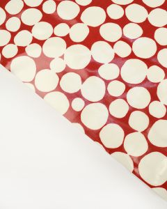 Christmas Oilcloth Fabric - Snowballs - Red
