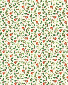 Christmas Patchwork Cotton Fabric - Merry Christmas - Holly Robin Cream