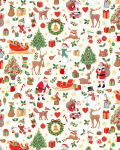 Christmas Patchwork Cotton Fabric - Merry Christmas - Icon Montage Cream