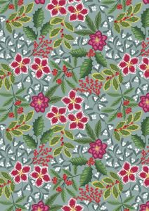 Christmas Patchwork Fabric - Noel - Berry Bouquet Blue