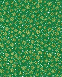 Christmas Patchwork Fabric - Christmas Essentials - Starlight Snowflakes Green