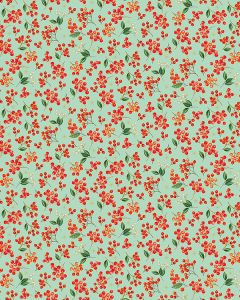 Christmas Patchwork Cotton Fabric - Festive Foliage - Berry Bloom Blue