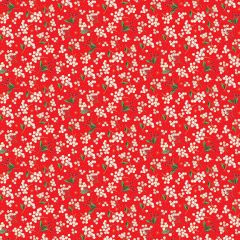 Christmas Patchwork Cotton Fabric - Festive Foliage - Berry Bloom Red