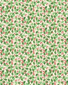 Christmas Patchwork Cotton Fabric - Festive Foliage - Holly Trail Cream