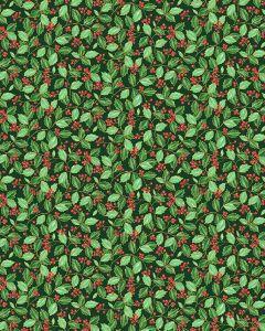 Christmas Patchwork Cotton Fabric - Festive Foliage - Holly Trail Green