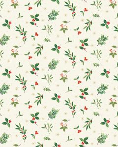 Christmas Patchwork Cotton Fabric - Festive Foliage - Sprig Scatter Cream