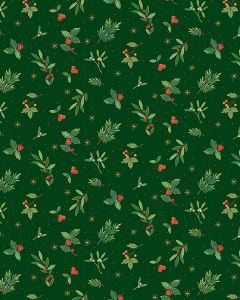 Christmas Patchwork Cotton Fabric - Festive Foliage - Sprig Scatter Green