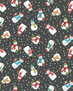 Christmas Patchwork Cotton Fabric - Merry Christmas - Scatter Snowmen Coal