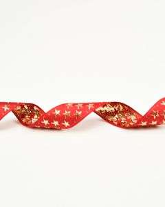 Christmas Ribbon - Jacquard Star - Red - 25mm