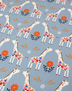 Cotton Babycord Fabric - Meadow Safari - Giraffes