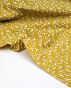 Cotton Broderie Anglaise Fabric - Mayflower Mustard