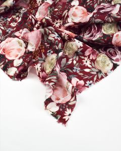 Cotton Double Gauze Fabric - Rose Garden Wine
