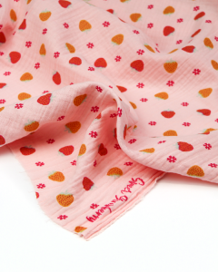 Cotton Double Gauze Fabric - Strawberry Flip Pink