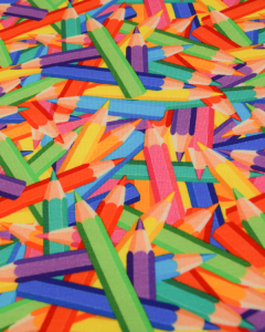 Cotton Jersey Fabric - Rainbow Pencils