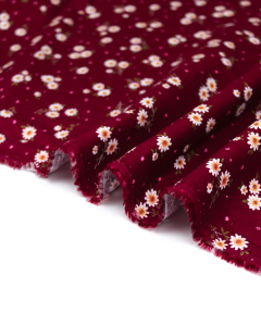 Cotton Needlecord Fabric - Daisy Sprinkle Ruby