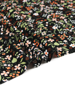 Cotton Poplin Fabric - Lovely Flowers - Black