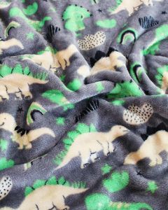 Cuddle Fleece Fabric - Dino Forest