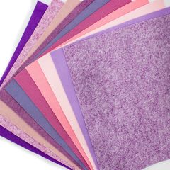 Pink & Purple Felt Square Pack - 10 Assorted 