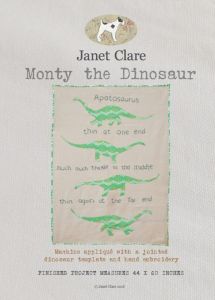 Janet Clare - Patchwork Quilt Paper Pattern - Monty the Dinosaur
